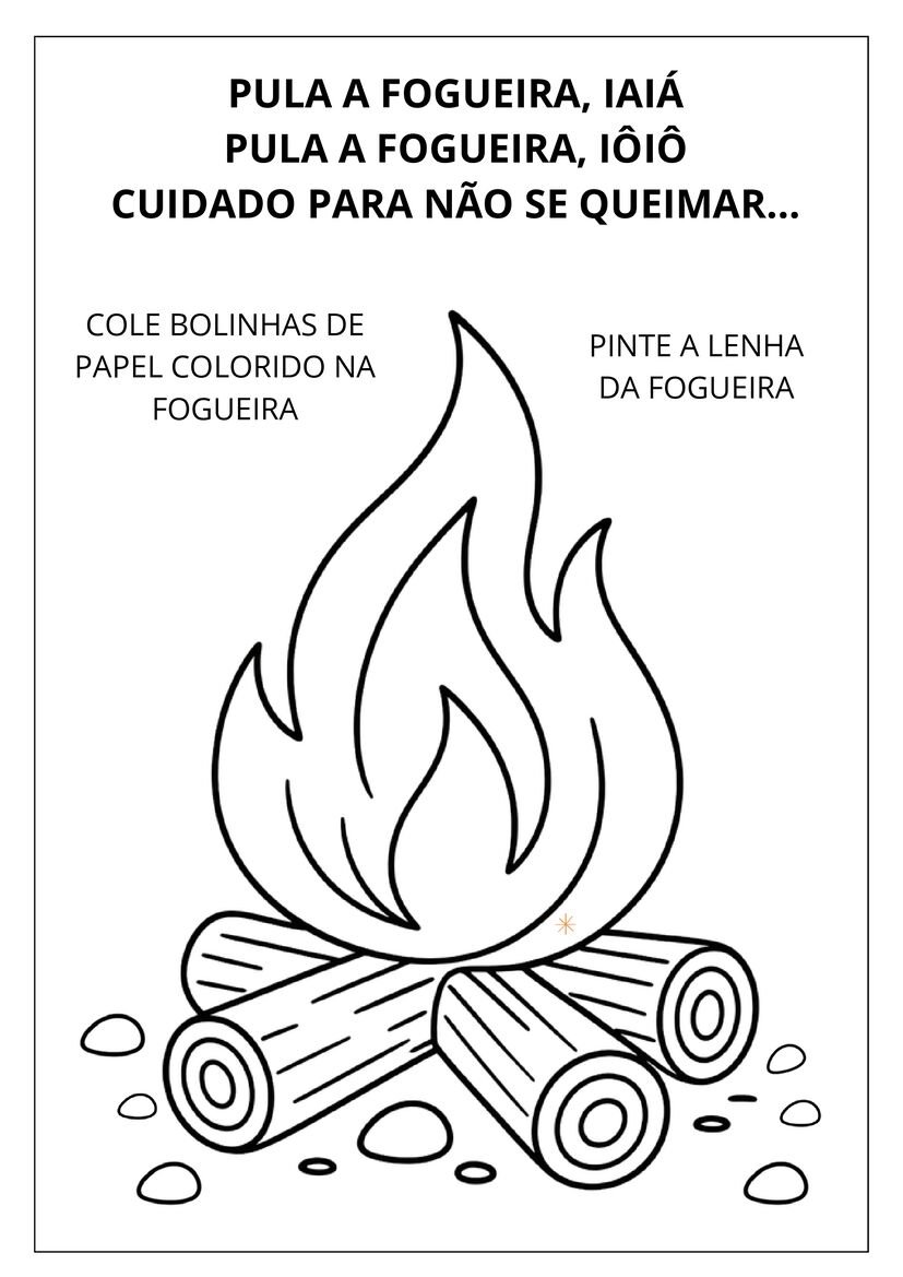 Atividade junina decorando a fogueira para alfabetização página 1